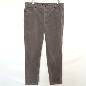 Talbots Gray High Rise Straight Leg Corduroy Pants Size 14 5-pocket 29” Inseam